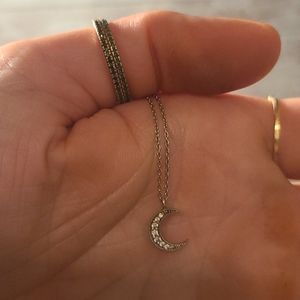 18 inch white gold and diamond crescent necklace